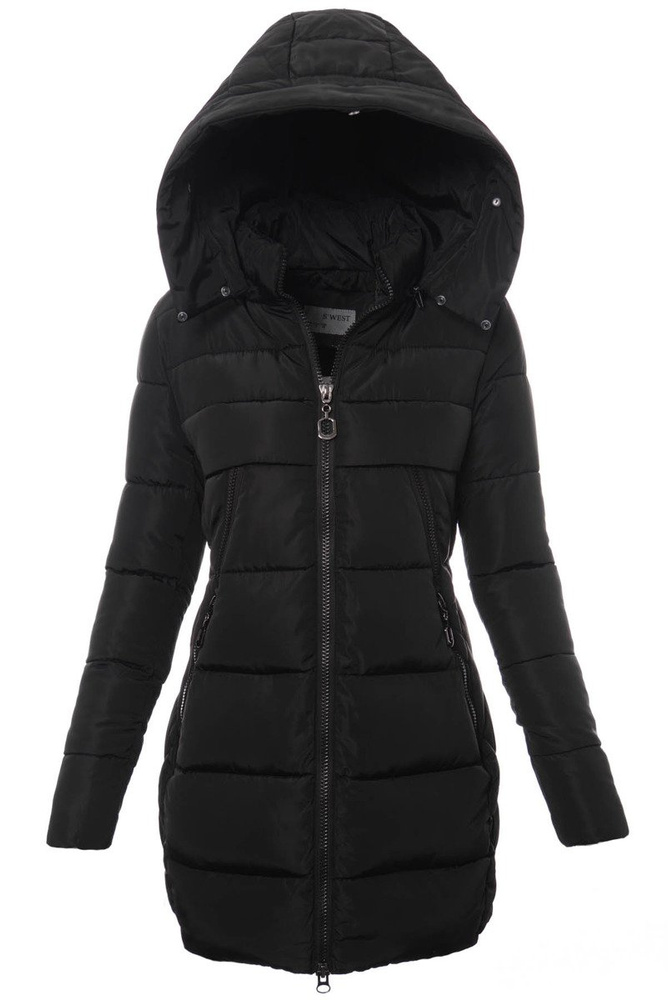 Damska Długa Zimowa Kurtka Ortalionowa Elena Czarna