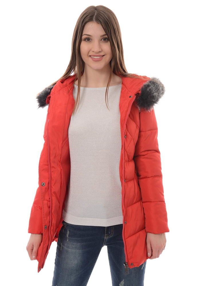 Damska Zimowa Kurtka Ortalionowa Czerwona