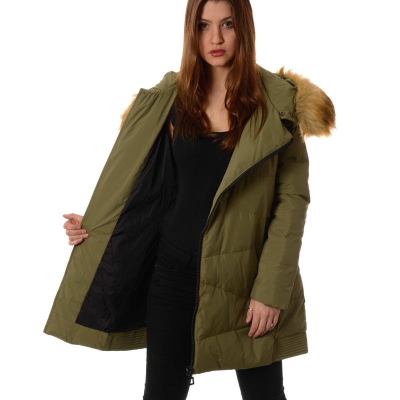 Puchowa Damska Kurtka Zimowa Płaszczyk Zielona