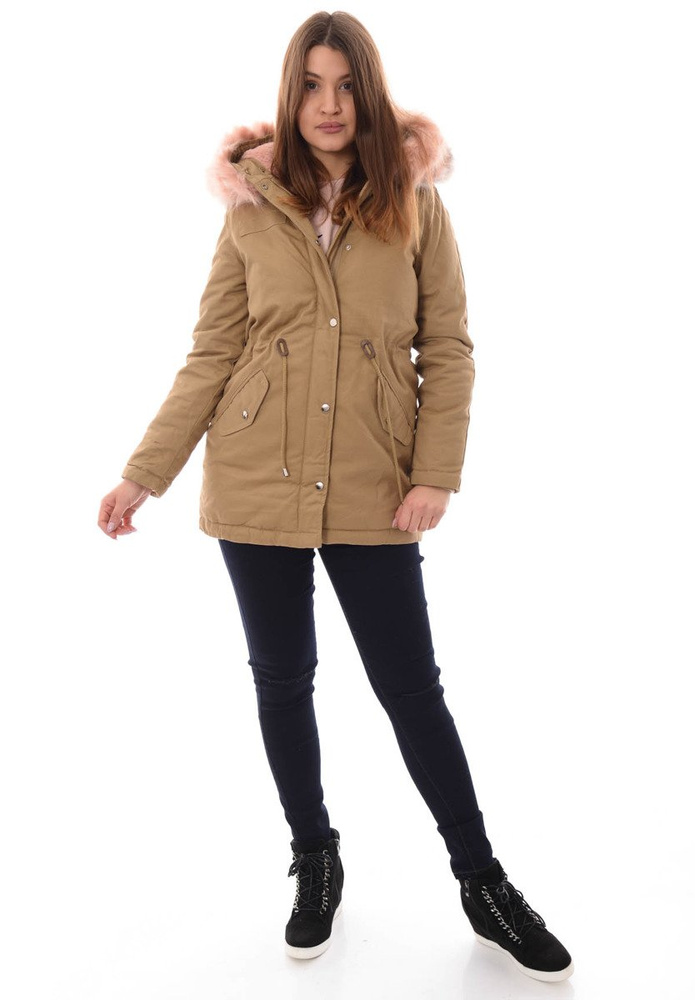 Damska Kurtka Parka Zimowa Kornela Beżowa