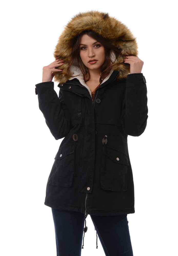 Damska Parka Kurtka Wiosenno Zimowa 2w1 Benita Czarna
