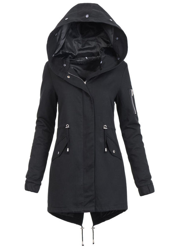 Damska Kurtka Parka 2w1 Emilia Czarna z Szarym Futerkiem