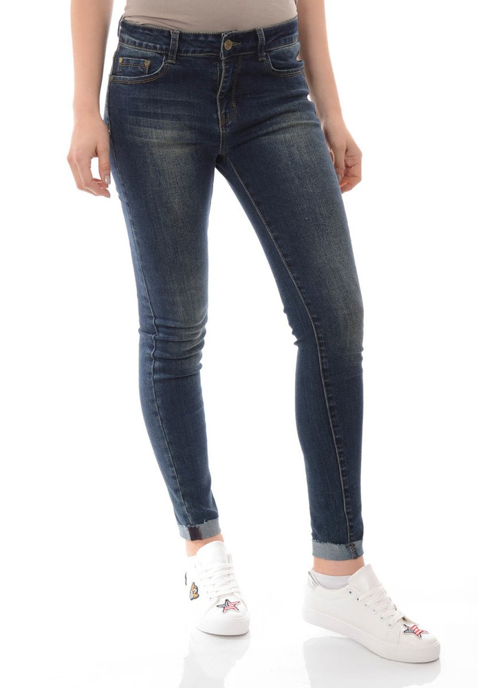 Damskie Spodnie Jeansy Rurki Granatowe