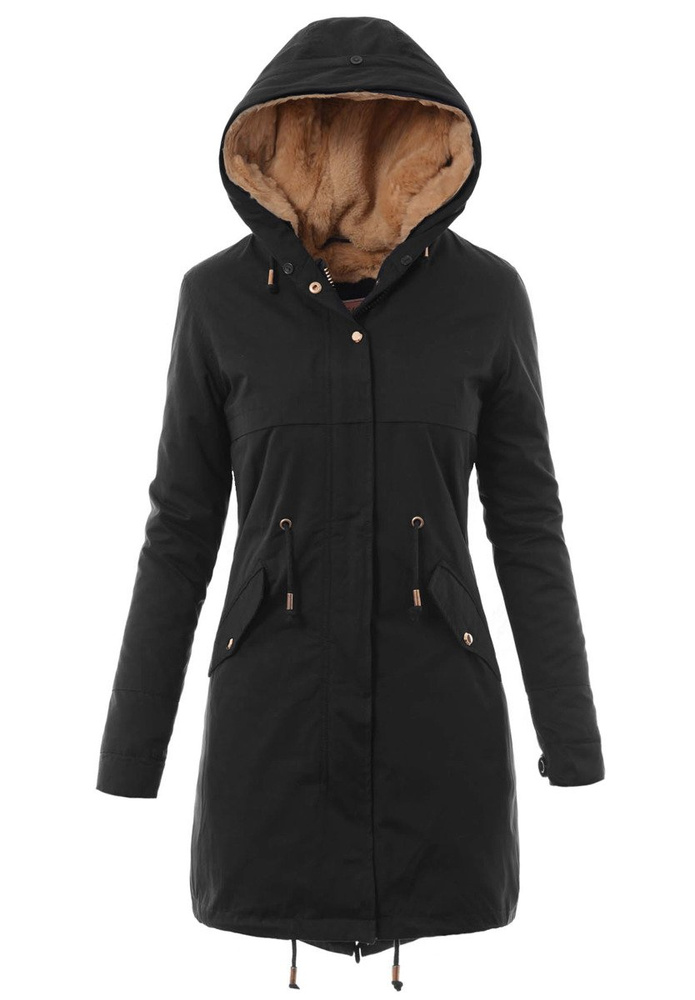 Damska Kurtka Parka Zimowa 2w1 Czarna