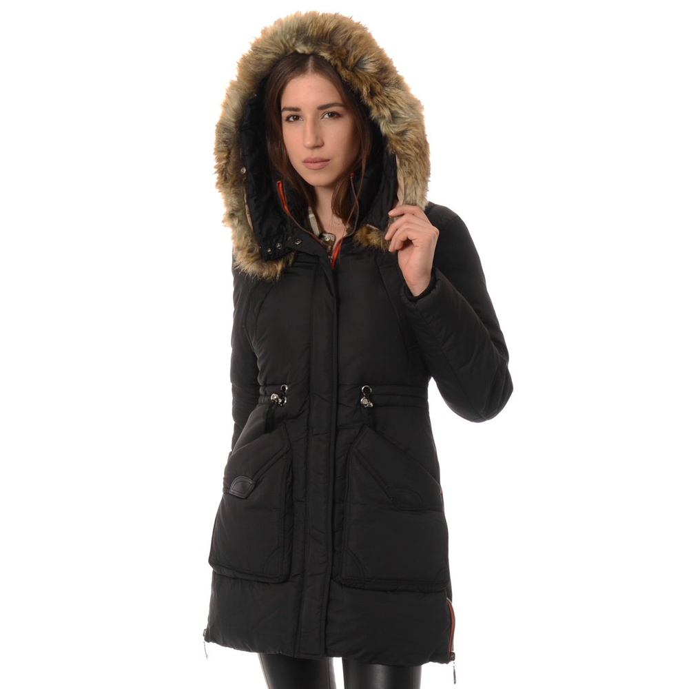 Damska Zimowa Kurtka Płaszczyk Czarna