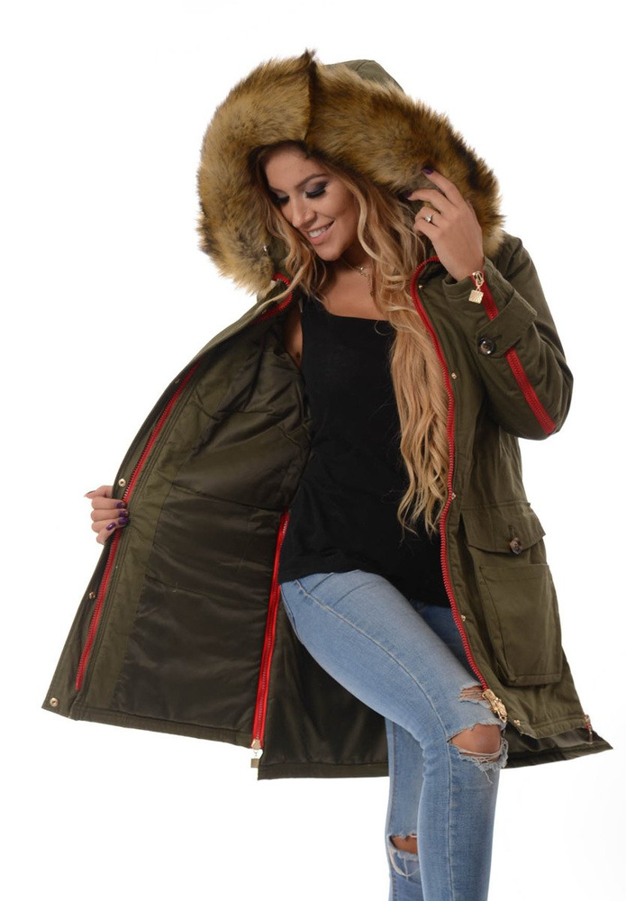 Damska Kurtka Parka Zimowa Zielona