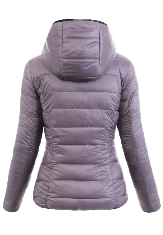 Damska Kurtka Ortalionowa Pastelowo Molly Fioletowa z Czarnym Futerkiem