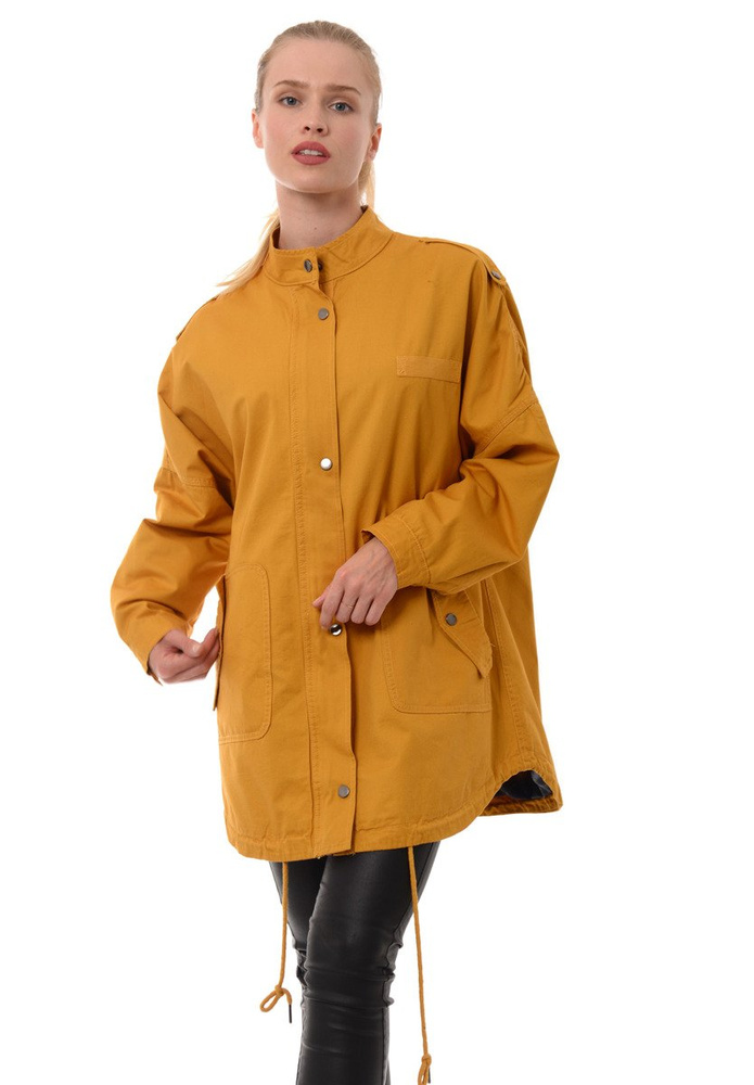 Damska Kurtka Parka Wiosenna Oversize Camel