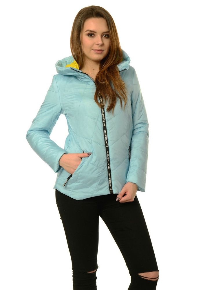 Damska Jesienna Wiosenna Kurtka Błękitna