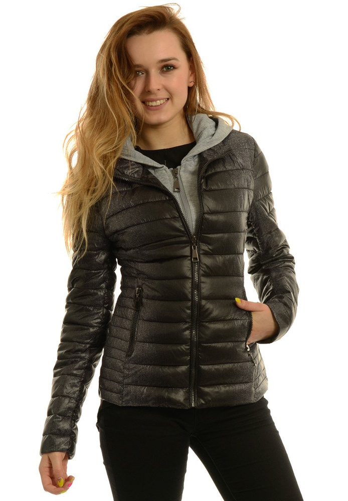 Damska Jesienna Wiosenna Kurtka Ortalionowa Elma Czarna