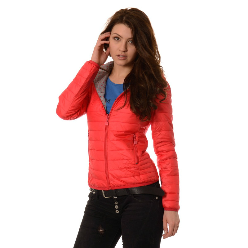 Damska Dwustronna Wiosenna - Jesienna Kurtka Ortalionowa Nadia Czerwono Szara
