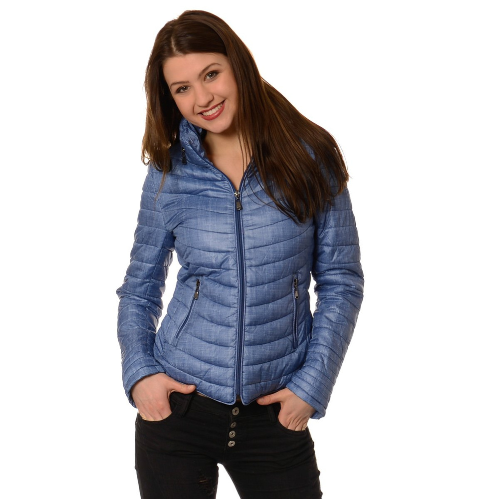 Damska Wiosenna Kurtka Ortalionowa Niebieska Melanż