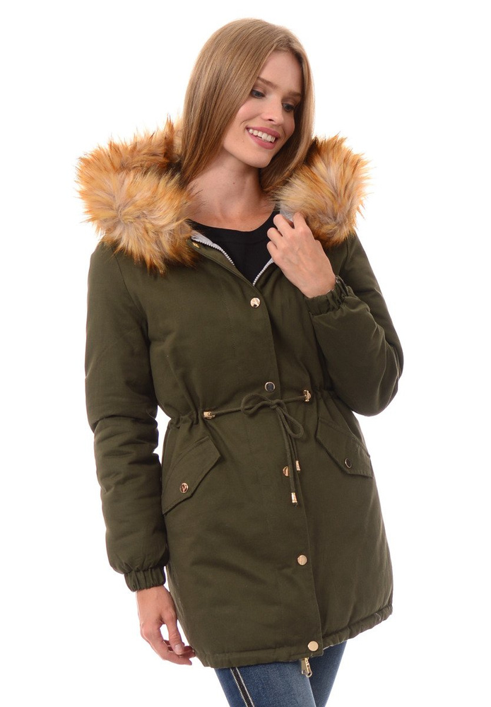 Dwustronna Zimowa Kurtka Marlena Khaki Szara