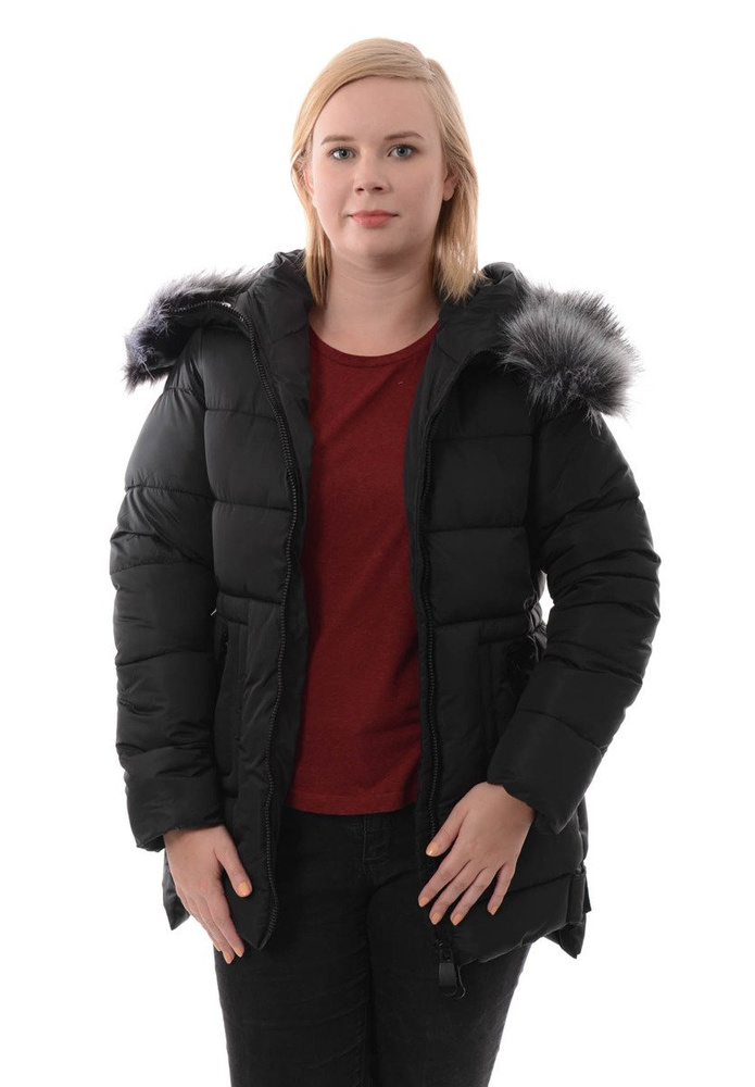 Damska Zimowa Ortalionowa Kurtka Czarna