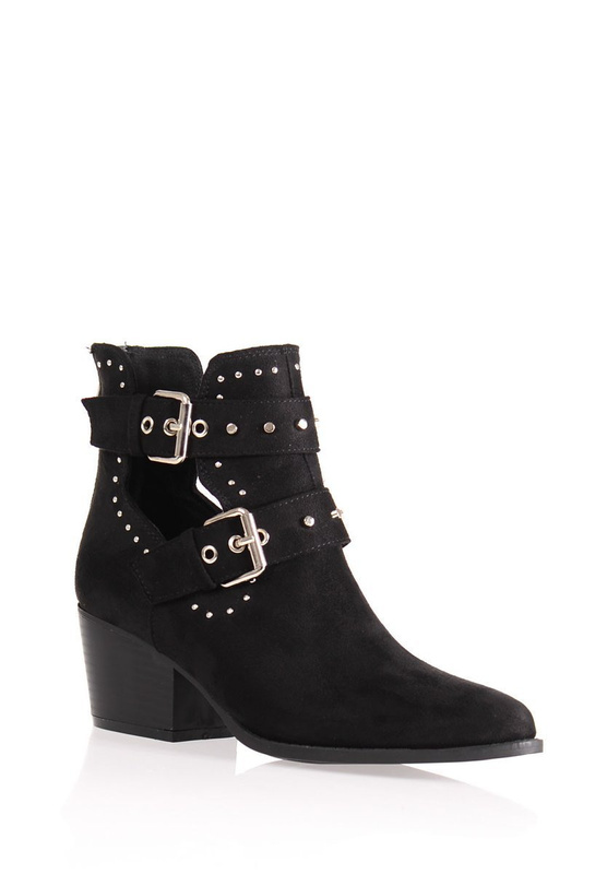 Damskie Botki Welur Czarne