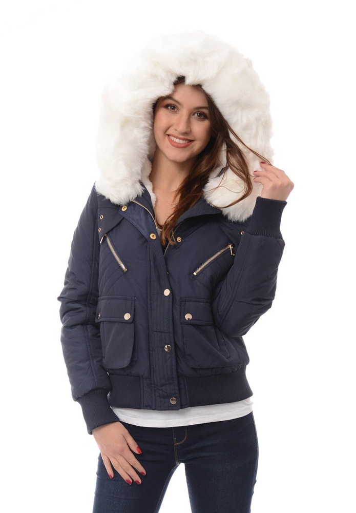 Damska Zimowa Kurtka Bomberka Beata Granatowa