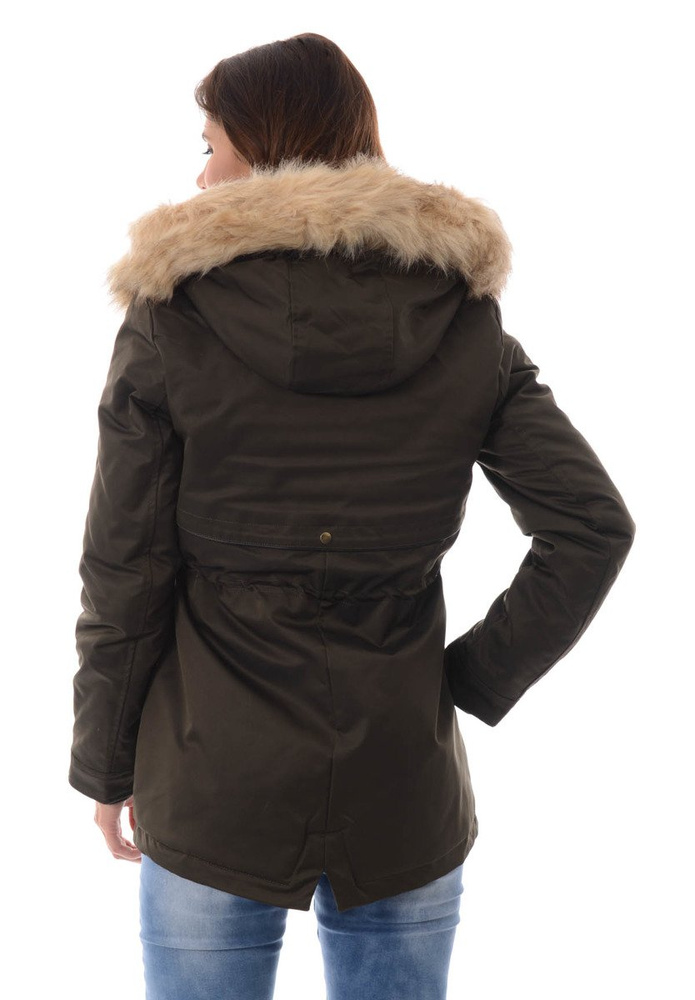 Damska Kurtka Parka Ortalionowa Zimowa Zielona