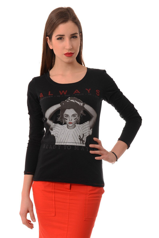 Damska Bluzka Glo Story Nadruk Czarna