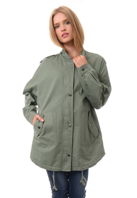 Damska Kurtka Parka Wiosenna Oversize Zielona
