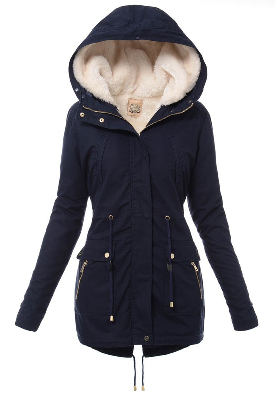 Damska Kurtka Parka 2w1 Zimowa Granatowa