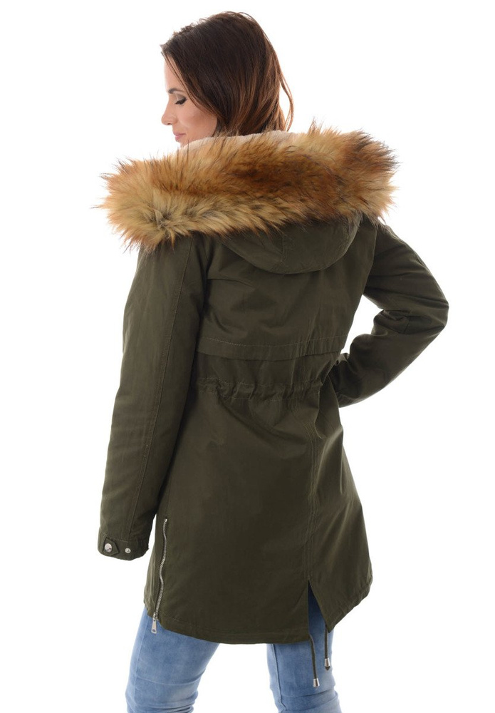 Damska Kurtka Parka Zimowa 2w1 Zielona