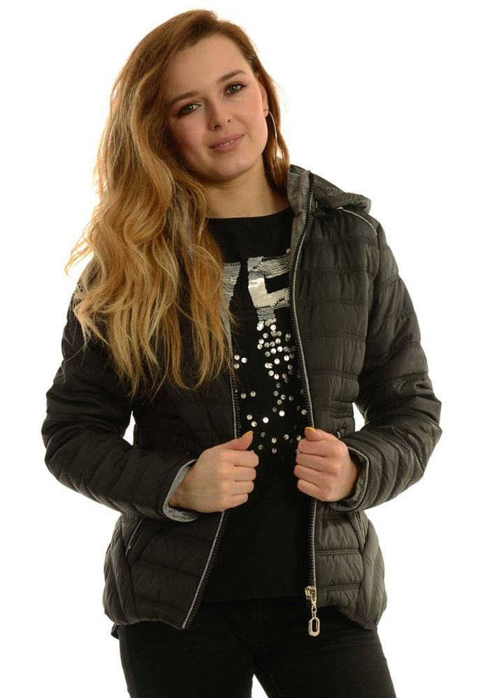 Damska Jesienna Wiosenna Kurtka Czarna