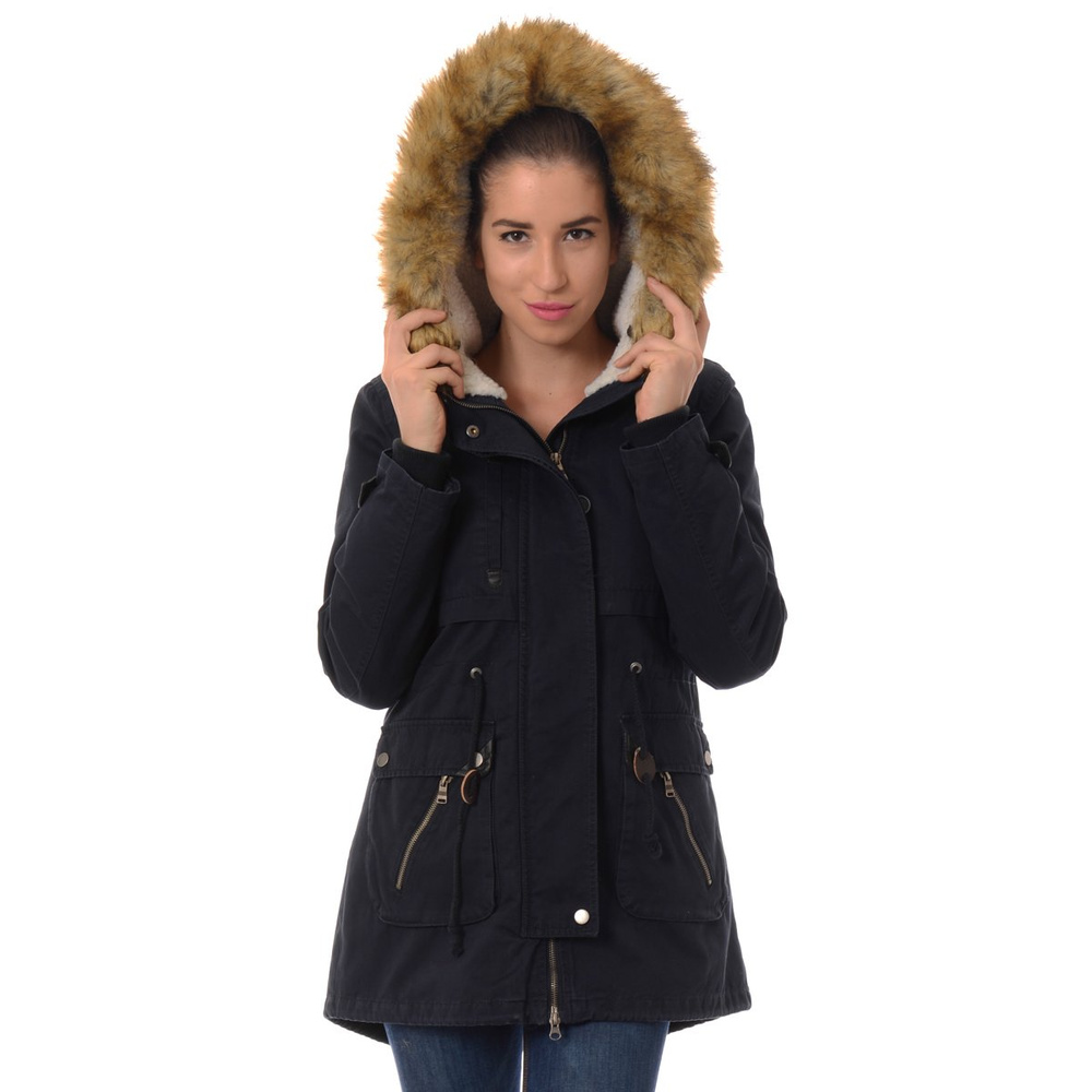 Damska Kurtka Parka Zimowa 2w1 Granatowa (489)