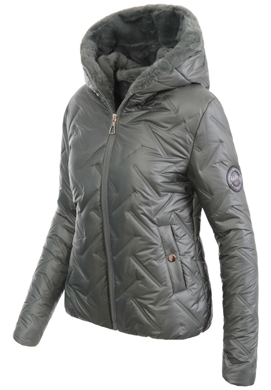 Damska Kurtka Zimowa Regina Zielona z Zielonym Futerkiem