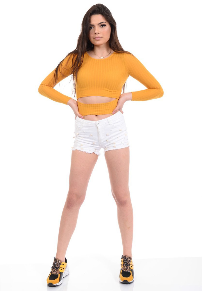 Damskie Krótkie Spodenki Jeansowe Białe