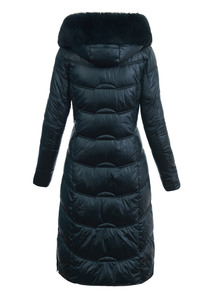 Damska Długa Kurtka Pikowana Linda Zielona