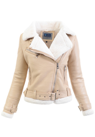 Damska Zimowa Kurtka Kożuszek Aurora Beżowy