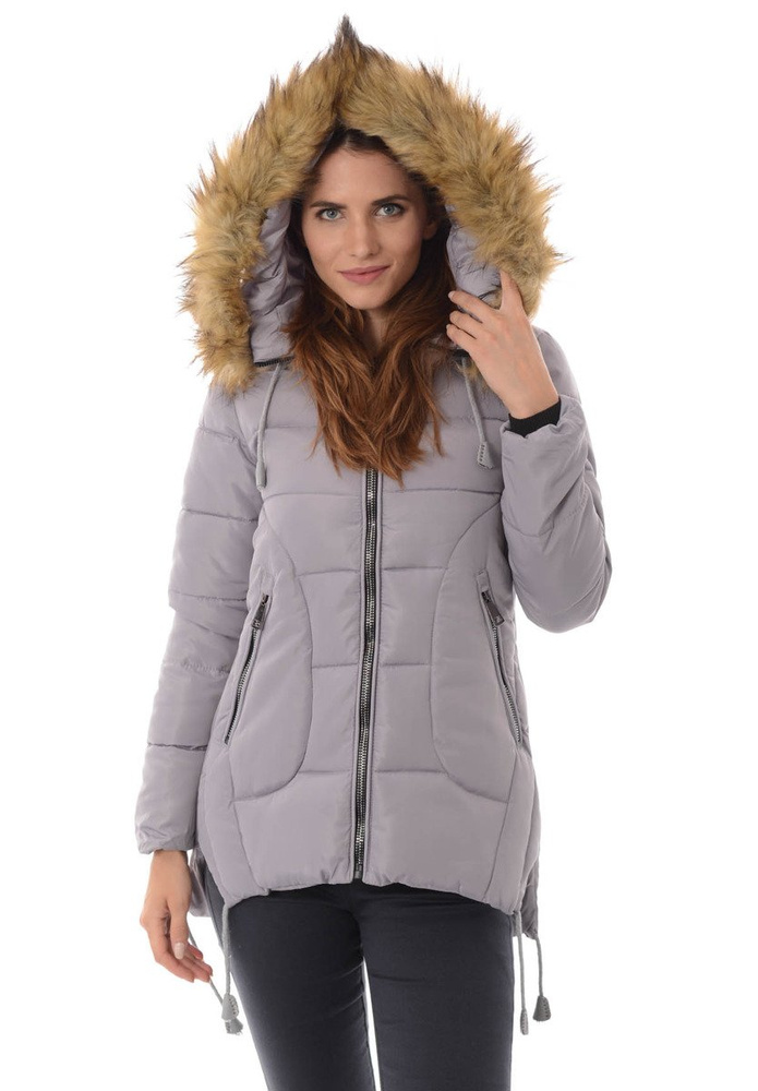 Damska Zimowa Ortalionowa Kurtka Pamela Szara