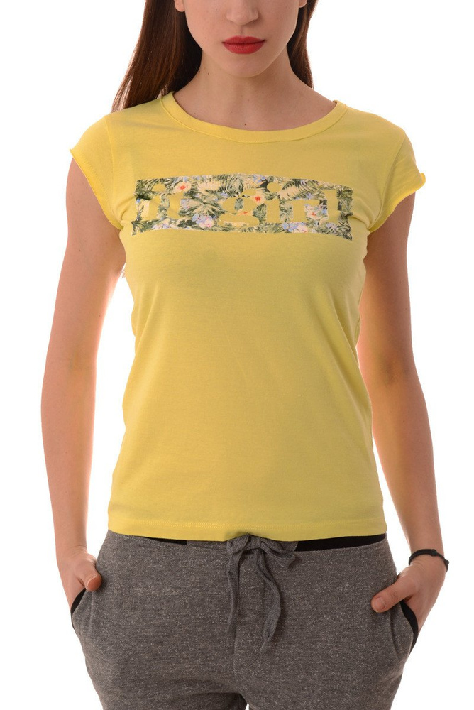 Damska Bluzka Koszulka Krótki Rękaw Żółta