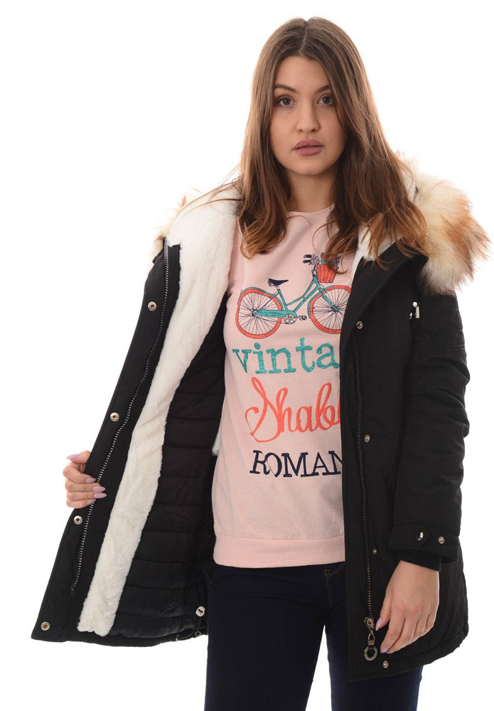 Damska Zimowa Kurtka Ortalionowa Czarna