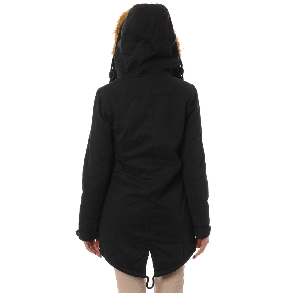 Kurtka Parka Zimowa Futro Czarna