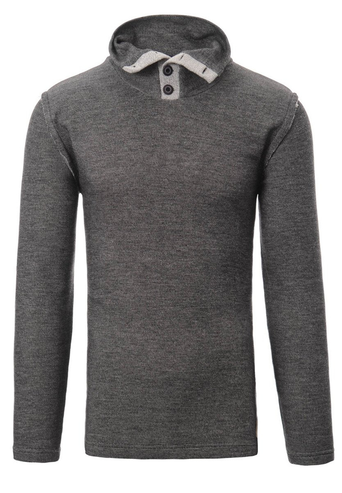 Męska Bluza Z Wysokim Kołnierzem Melanż Szary