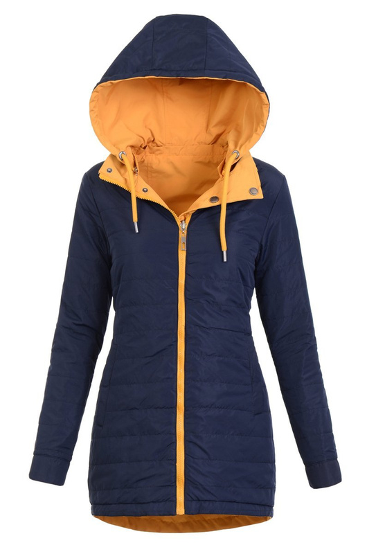 Parka Wiosenna Dwustronna Żółto-Granatowa
