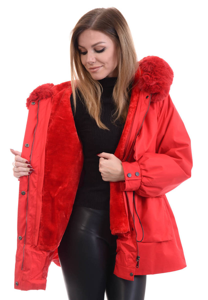 Damska Zimowa Kurtka Marlena Czerwona