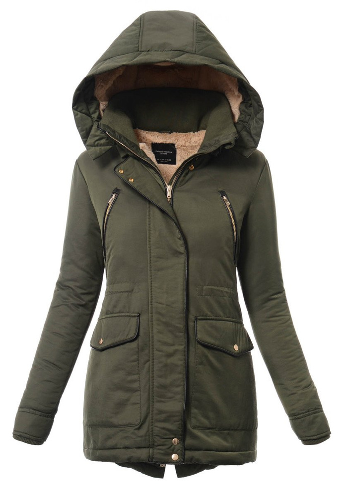Damska Kurtka Parka Ortalionowa Zimowa Zielona