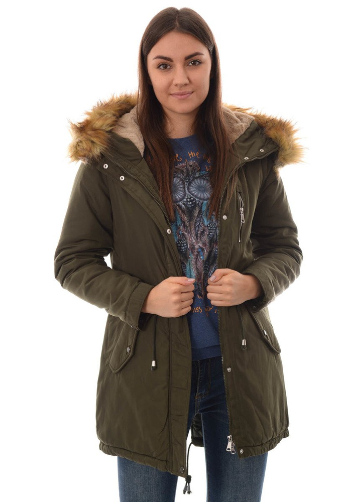Damska Kurtka Parka Ortalionowa Zimowa Zielona