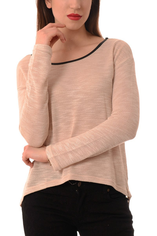 Damski Sweterek Długi Rękaw Beżowy