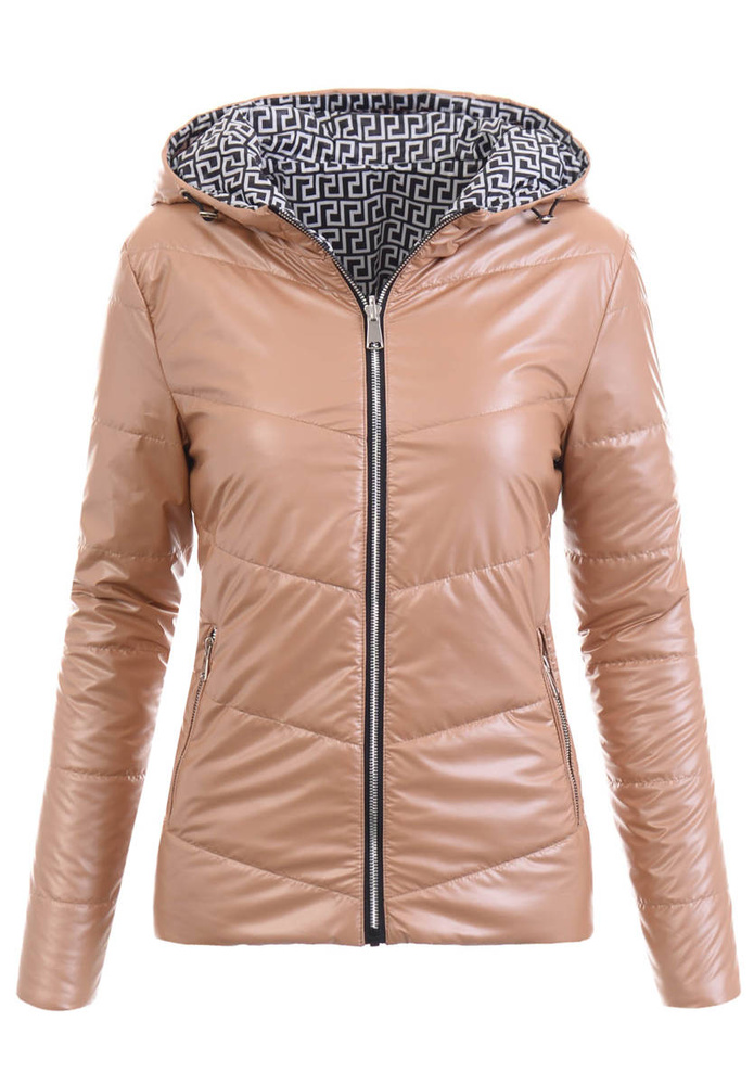 Damska Wiosenna Kurtka Dwustronna Iwona Karmelowa