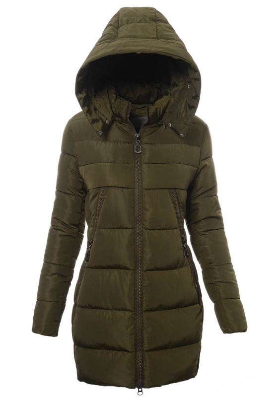 Damska Długa Zimowa Kurtka Ortalionowa Elena Zielona