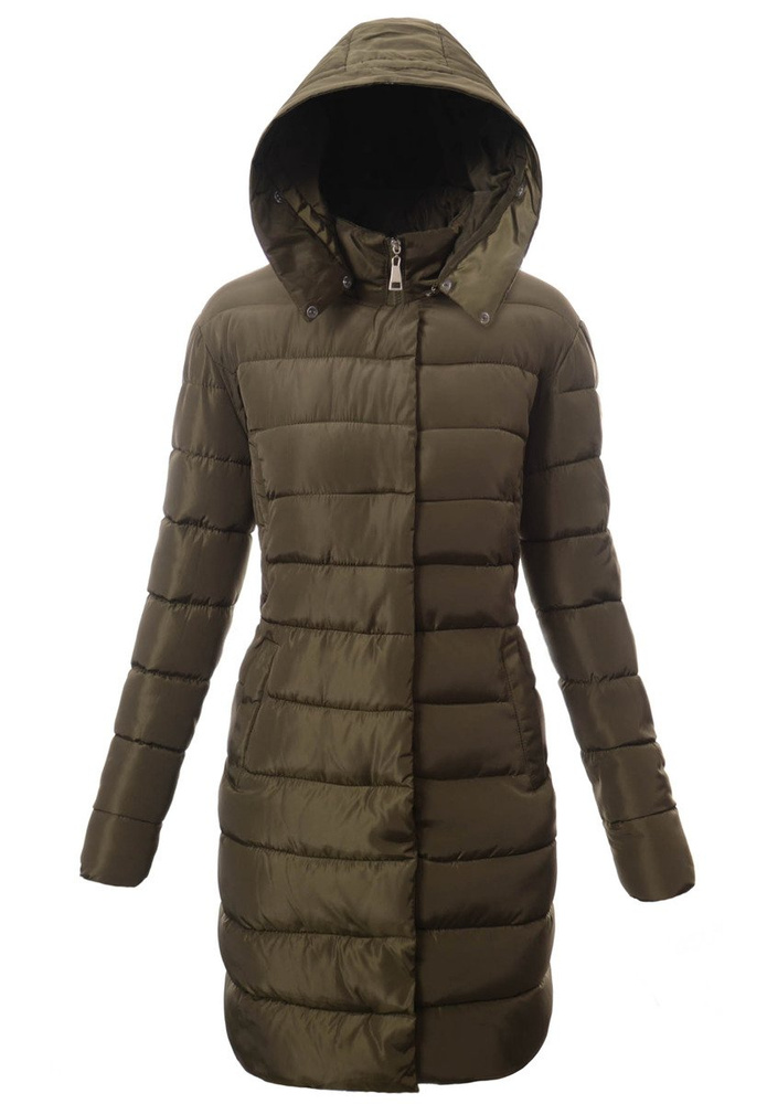 Damska Długa Zimowa Ortalionowa Kurtka Zielona
