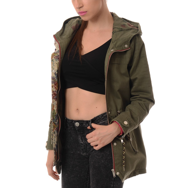 Damska Kurtka Parka Jesienna Oliwkowa (509)