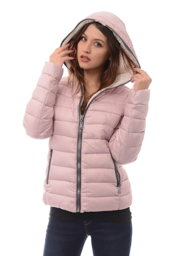 Damska Zimowa Kurtka Ortalionowa Blady Róż