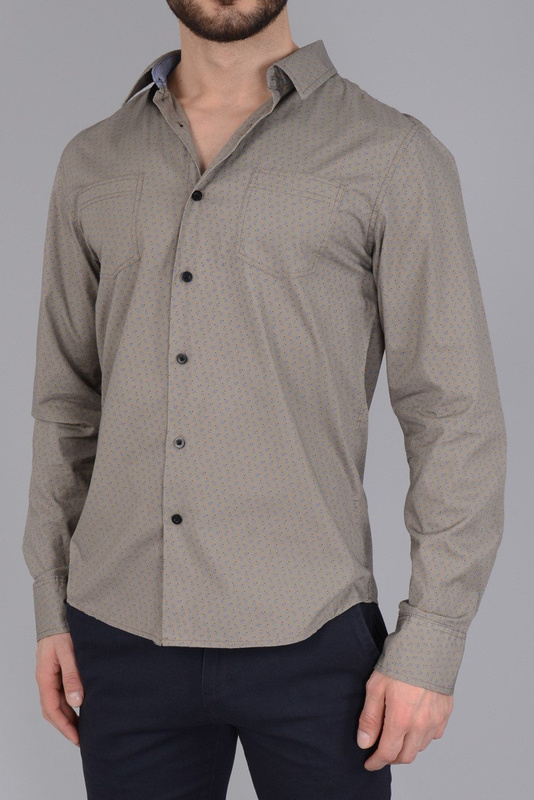 Rewelacyjna Męska Koszula Nadruk Beżowa