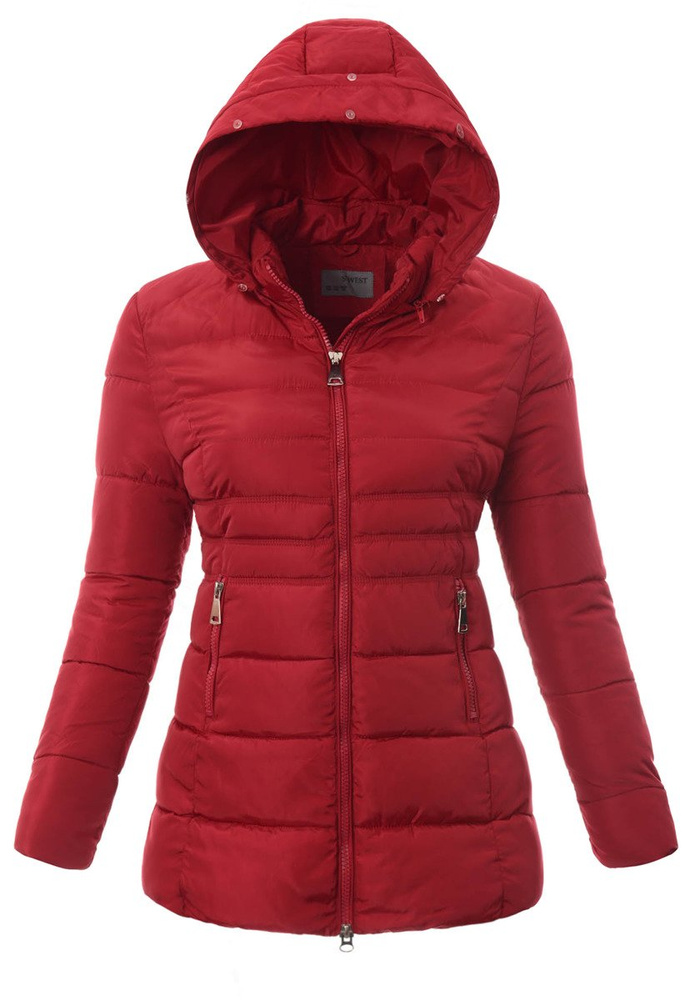 Damska Zimowa Ortalionowa Kurtka Czerwona