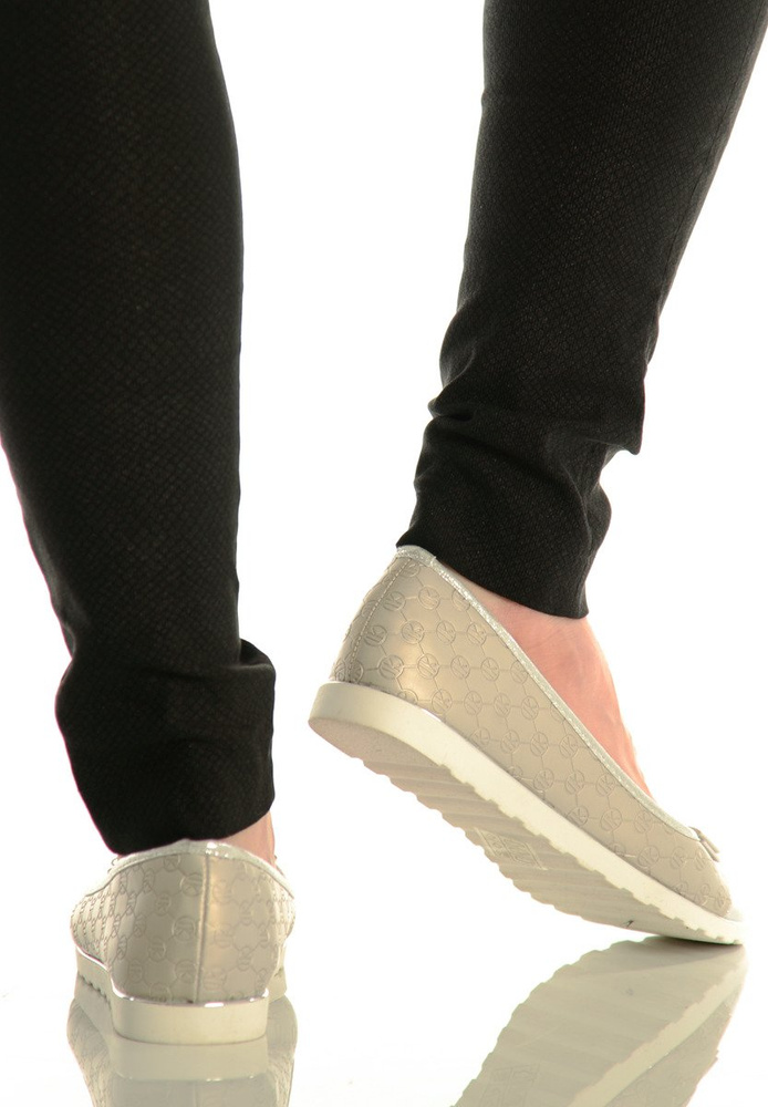 Damskie Buty Baleriny z Kokardką Niki Srebrne