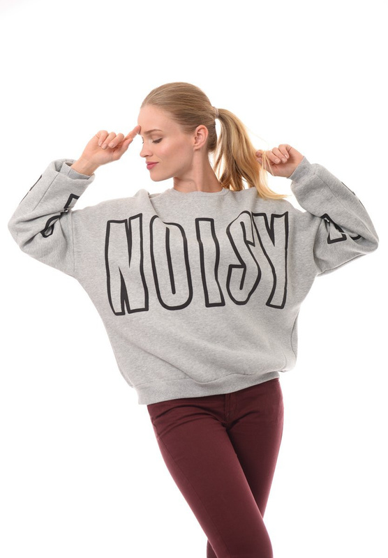 Damska Bluza Oversize Nadruk Szara